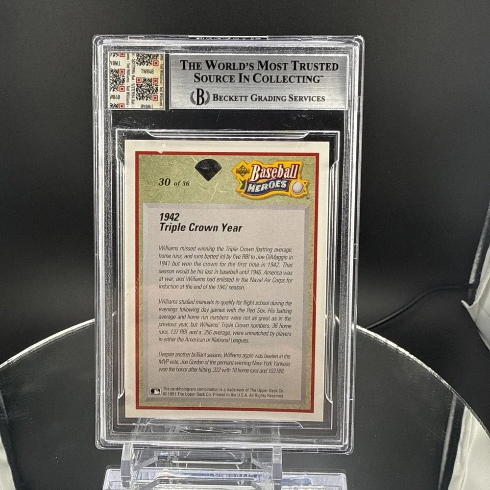 Ted Williams 1984 Game Used Bat Upper Deck Heroes Very Rare Handwriting